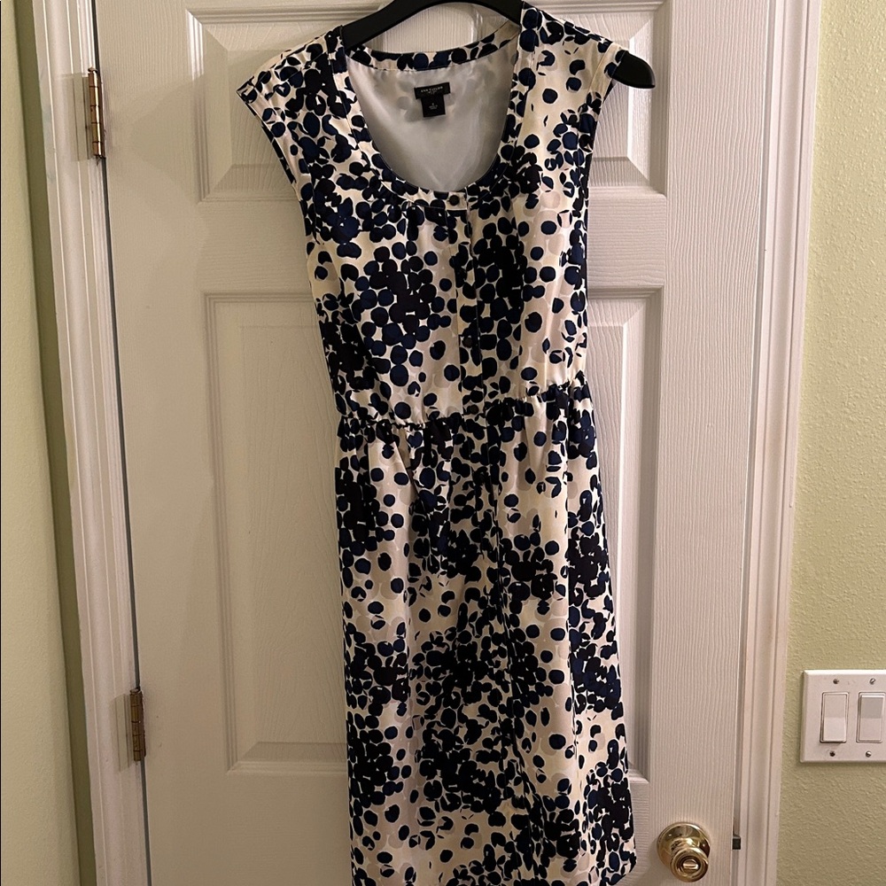 Ann Taylor Navy and Cream Floral Midi Dress